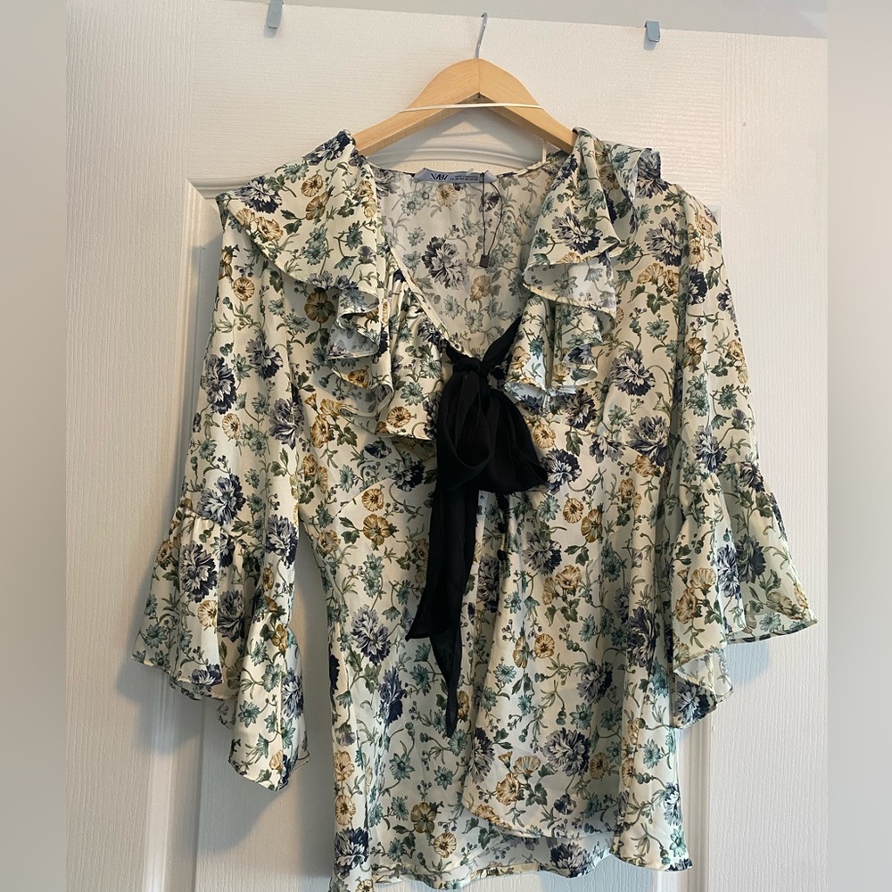 Zara Print Blouse xs
